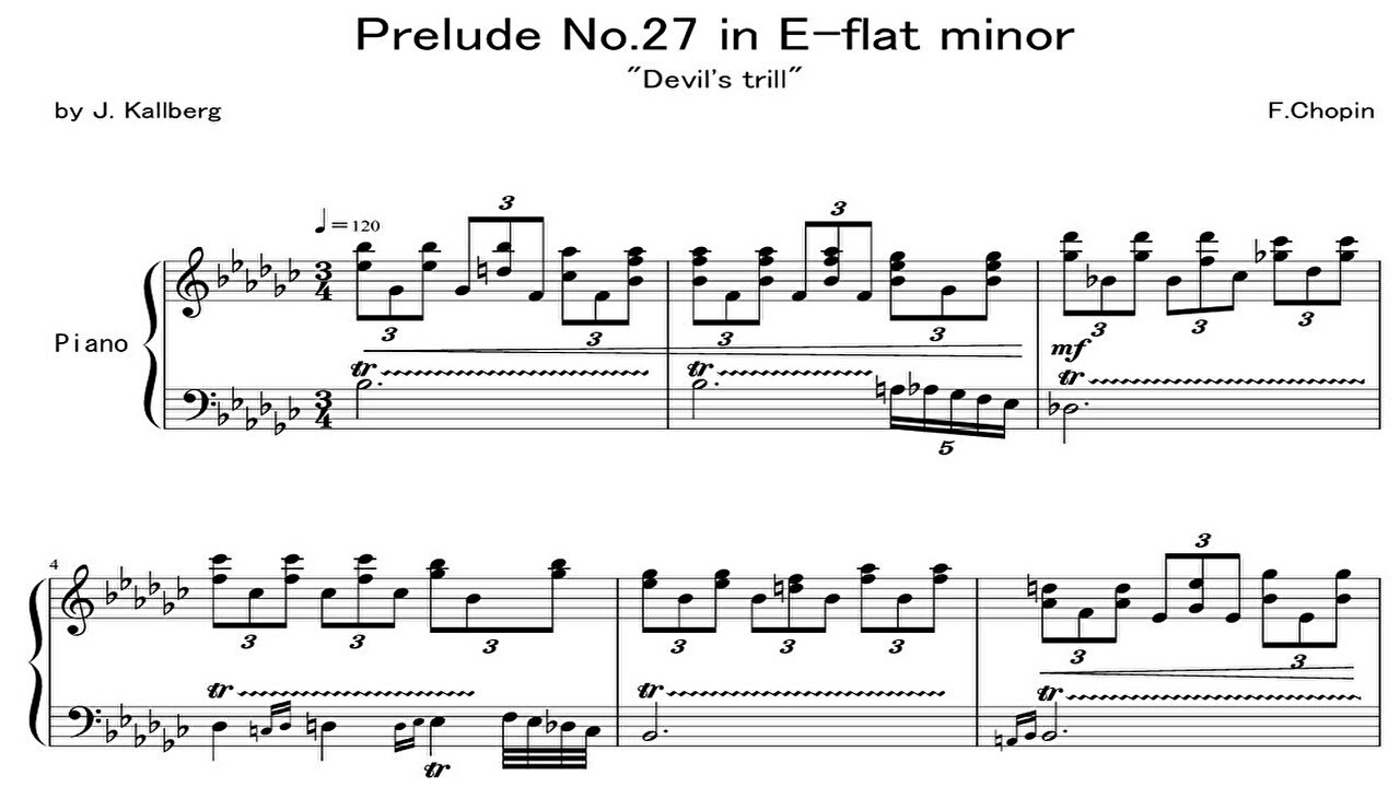 ショパン 前奏曲 第27番 遺作  楽譜「悪魔のトリル」