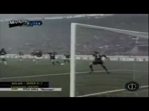 Serie A 1995-1996, day 25 Milan - Inter 0-1 (Branca)