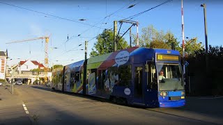 preview picture of video 'Kreuzung Eisenbahn/Tram - Markkleeberg-West [DE], Linie 9 (NGT8, Nr. 1149)'