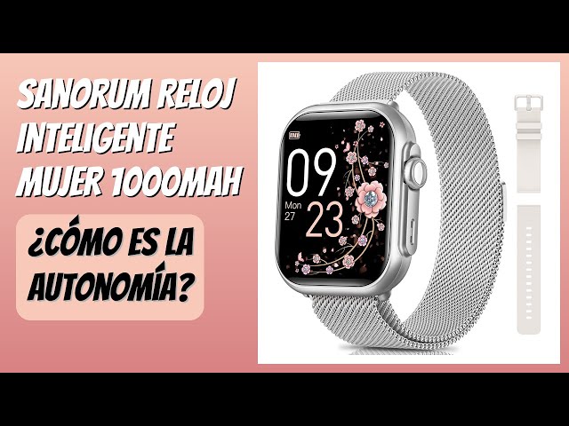 Vídeo relacionado con Sanorum Reloj Inteligente Mujer con 1000mAh Batería, Autonomía 100 Días 5 ATM Smartwatch Mujer con Función Femenina/Sueño/Pulsometro/Calorías/Podómetro 120+Modos Deportivos Android iOS Regalo, Plata