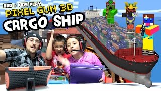 Dad & Kids play PIXEL GUN 3D! Pt. 29 Cargo Ships & Inside the Code (Deathmatch & Team Battle)