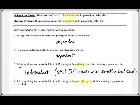 Math 209 : 3.3 #7, #8 (Statistics Tutorial : Independent VS Dependent Events)