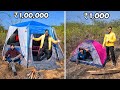 Low Budget VS Expensive Camping In Jungle 1000 Vs 50000 Overnight Tent