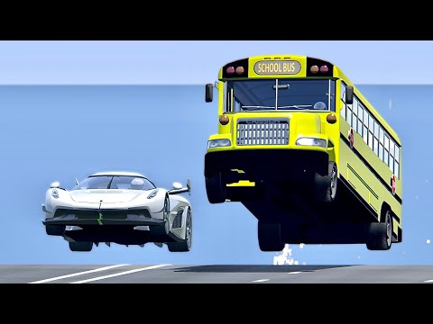 Koenigsegg Jesko vs School Bus with Jet Engine - Drag Race