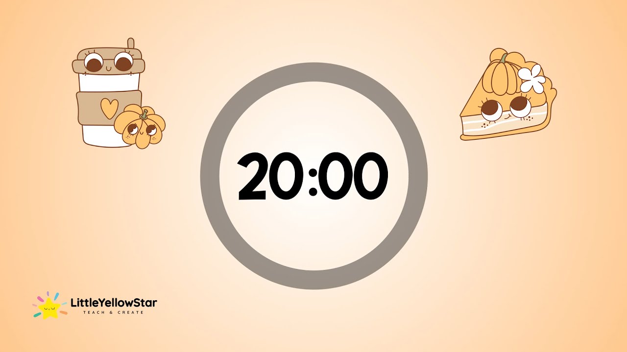 Pumpkin Spice Timer For Kids - 20 Minutes Countdown Timer For Kids With Lofi Music | Classroom Timer