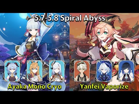 C0 Ayaka Mono Cryo & C6 Yanfei Vaporize - Genshin Impact 5.7-5.8 Spiral Abyss Full Clear