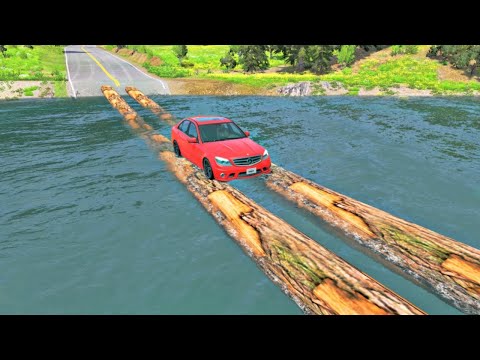 Cars vs Log Bridge – BeamNG.Drive