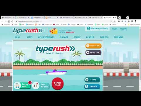 Playing type rush Game in typerush.com, 27 March 2022