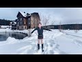 Beautiful Girl Dancing Robot Dance In The Snow