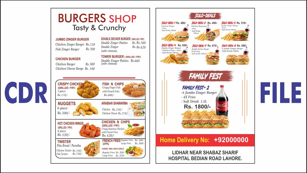 Burger Shop Brochure Design + Cdr File Download  CorelDraw x7