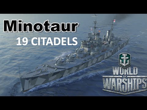 WOWS - T10 battle. 19 cits with Minotaur on Moskva