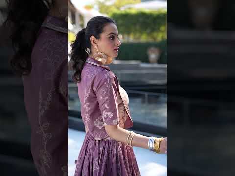 Onion Elegant Tussar Silk Floral Co-ord Set – Lehenga, Blouse & Koti