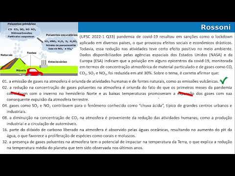 UFSC 2022 verão - Questão 33 - óxidos e poluição ambiental