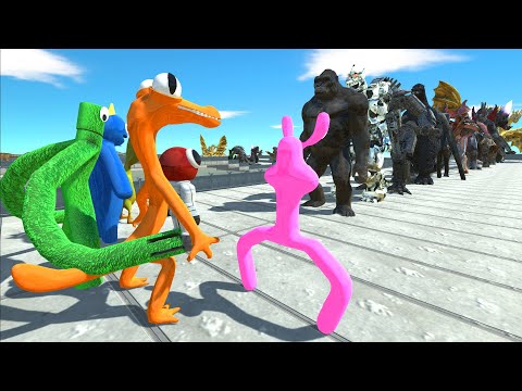 6X RAINBOW FRIENDS vs GHIDORAH WATER DEATH RUN - Animal Revolt Battle Simulator