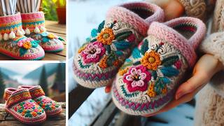 Amazing Cozy Crochet slippers (Knitting Ideas) #crochet #knitted #slippers