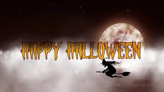 A Flock Of Bats In Clouds Moon Happy Halloween Greeting Animation