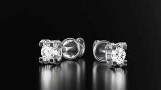 Пуссеты в белом золоте с бриллиантами. Артикул 780521В  - Фото 3