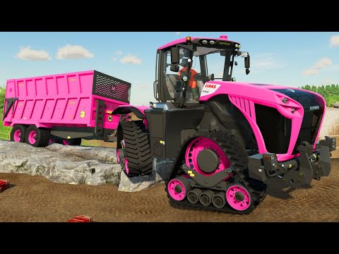 COLORED GIANT TRACTORS VS TRAILER DEATH RUN | Farming Simulator 22