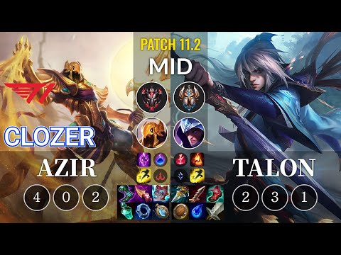 T1 Clozer Azir vs Talon Mid - KR Patch 11.2