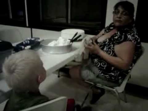 Cousin MojoJojo making cake at reunion and cousin Joanne and Diz's wedding 2010.