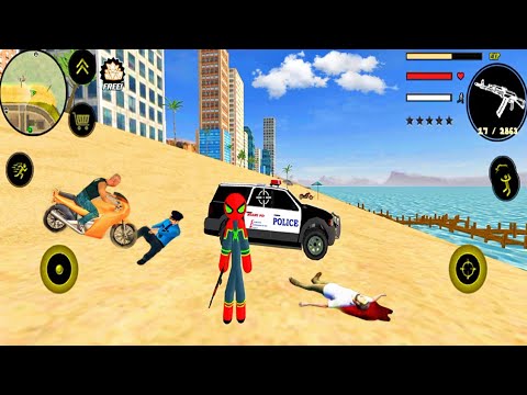 Spider Stickman Rope Hero 2 Vice Town - Fun At Miami Beach #1 Android Gameplay