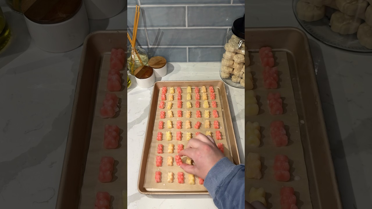 viral frozen gummy bears recipe 🍊🧸 #recipe #shorts #dessert #easydessert #gummybear #viralrecipe