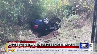 Alabama escaped inmate crashes vehicle in Escambia County, Fla.