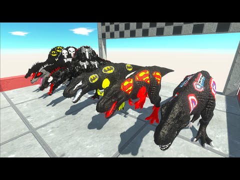3 Dark Trex Vs 3 Black Spinosaurus Dc Comics Speed Race Championship Jurassic World Evolution