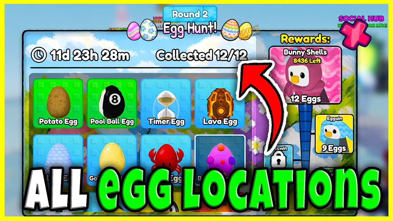 ALL EGG HUNT LOCATION in KNOCKOUT FULL GUIDE BUNNY SHELLS Roblox