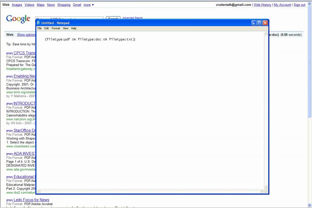 Recruiting with Boolean: Basic Filetype Boolean Search
