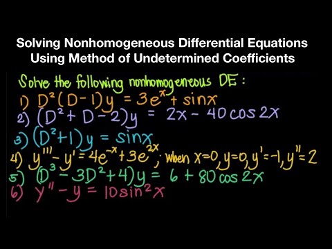 Solving Nonhomogeneous Differential Equations By Method of Undetermined Coefficients  Part 1 (Live)