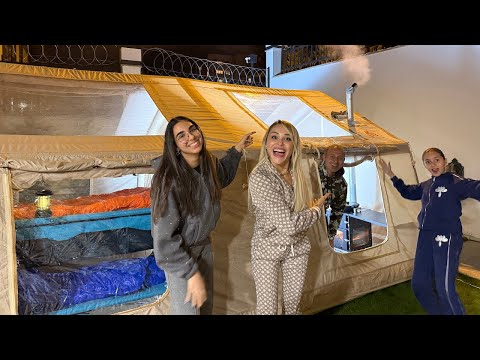 CAMPING IN A 2-ROOM TENT WITH STOVE! VLOG