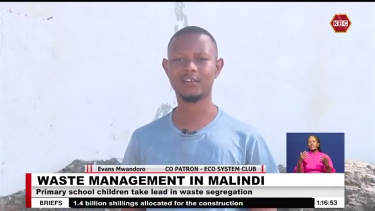 Students make waste bins from plastic bottles in Malindi