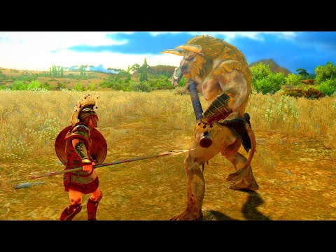 Achilles VS Cyclops and Minotaur. Mythos DLC. Total War Saga Troy