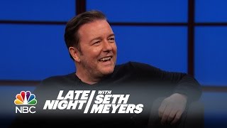 Ricky Gervais Has Beef with Louis CK - Late Night with Seth Meyers