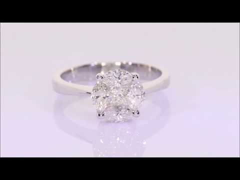 0.84 ctw Diamond Cluster Engagement Ring | BigDiamondsUSA