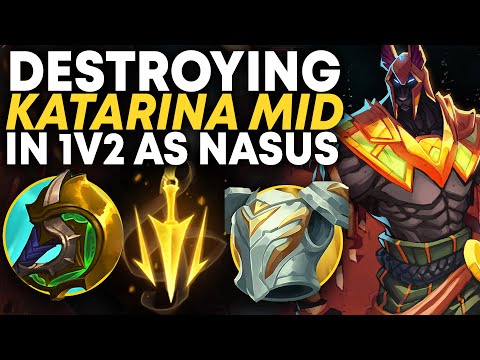 DESTROYING Katarina mid 1v2 as Nasus ft spearshot, holyphoenix | Carnarius | League of Legends