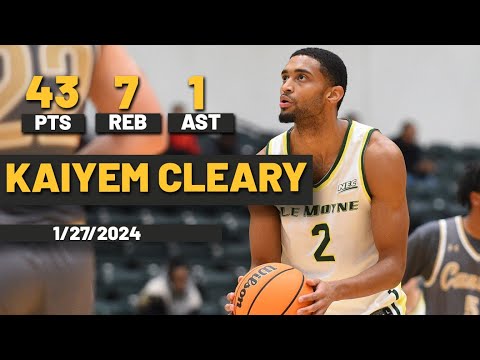 Le Moyne's Kaiyeman Cleary sets program record with 43 PTS 7 REB 1 AST vs Long Island Sharks