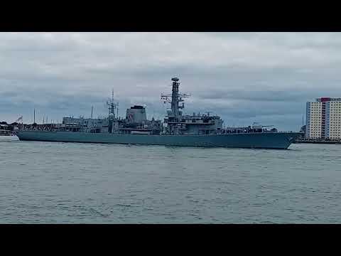 HMS Iron Duke coming into Portsmouth