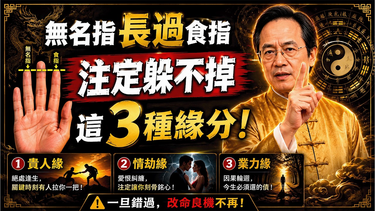 倪海廈：你的無名指長過食指嗎？恭喜你命中有貴人緣！今生注定躲不掉這3段緣分！#倪海廈 #黃帝內經 #養生 #國學 #易經 #開運 #招財 #補財庫 #中醫 #風水 #2026運勢 #立秋 #手相