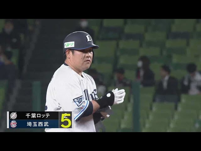 【6回裏】4番に座り猛打賞!! ライオンズ・中村剛也 センターへのタイムリー2ベースヒット!!  2023年4月11日 埼玉西武ライオンズ 対 千葉ロッテマリーンズ