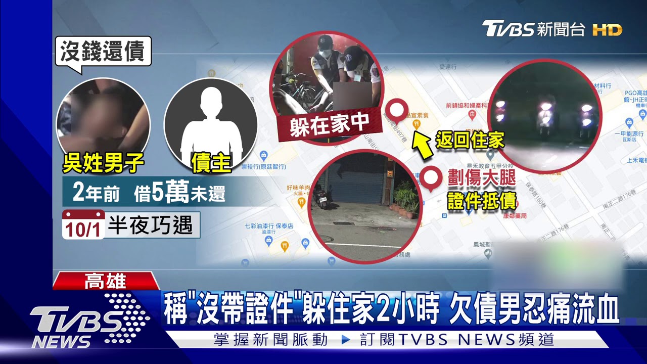 持刀堵人討5萬債務 男子還不出大腿遭刺