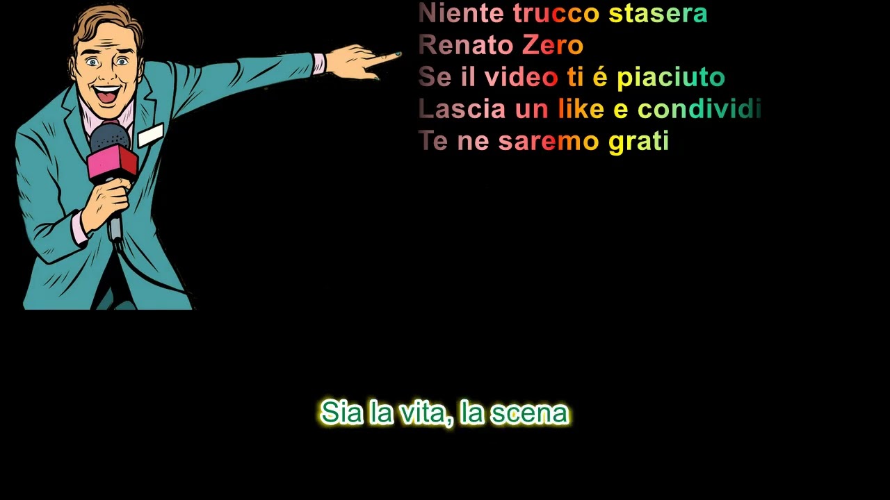 Niente trucco stasera Renato Zero con testo scorrevole