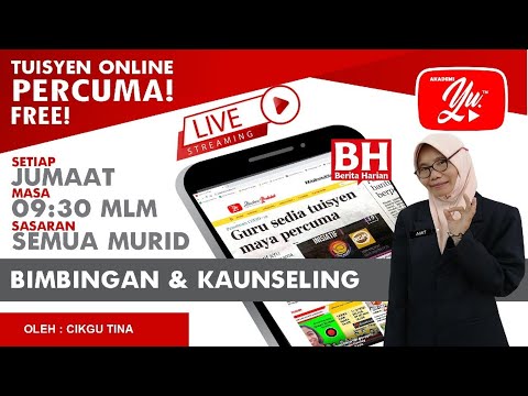 , title : '🔴 [LIVE] BIMBINGAN & KAUNSELING, BHG.3 EKSPLORASI KERJAYA OLEH CIKGU TINA #10 #TUISYENPERCUMA'