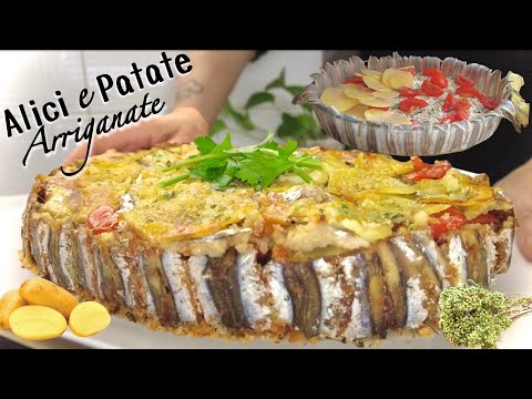 TIELLA ALICI E PATATE ARRIGANATE  Gratinate al forno ricetta tipica facile tutto a crudo