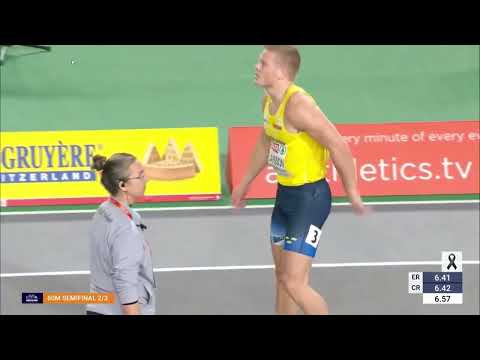 Men's 60m Semi-finals 2 at 2023 European Indoor Athletics Championships in Istanbul.