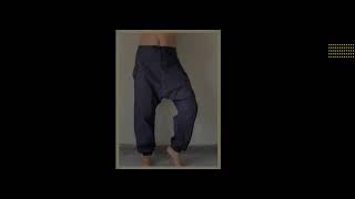 HA0006 Harem pants Handmade pants, Thick Smock Waist Low Crotch Bohemian Harem cotton pants in Tr...