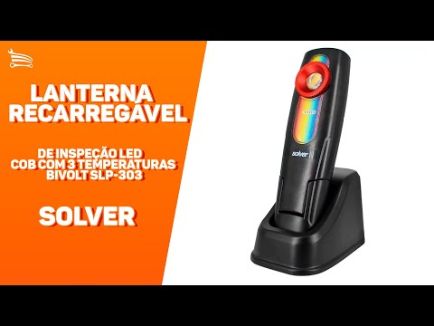 Lanterna Recarregável de Inspeção LED COB com 3 Temperaturas Bivolt SOLVER-SLP-303 - Video
