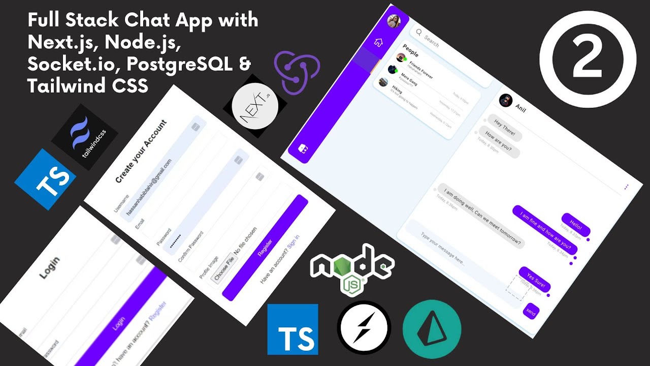 2) Build a Full Stack Chat App with Next.js, Node.js, Socket.io, PostgreSQL & Tailwind CSS