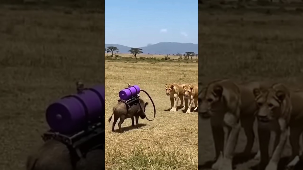 very funny , escape lion 🦁 #warthog #lion's #momentfunny #animalfunny #funny #prank #shorts
